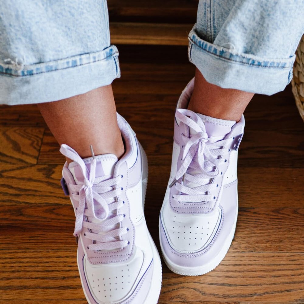 Berness Mile a Minute Platform Sneakers in White and Purple - Picture 3 of 5